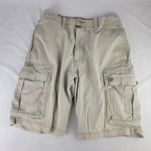 Hollister Mens Cargo Shorts Khaki Tan Cotton Twill Utility Pockets Size 30 *READ